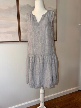 Nordstrom Linen Artisan NY Drop Waist Sleeveless Mini Shift Dress